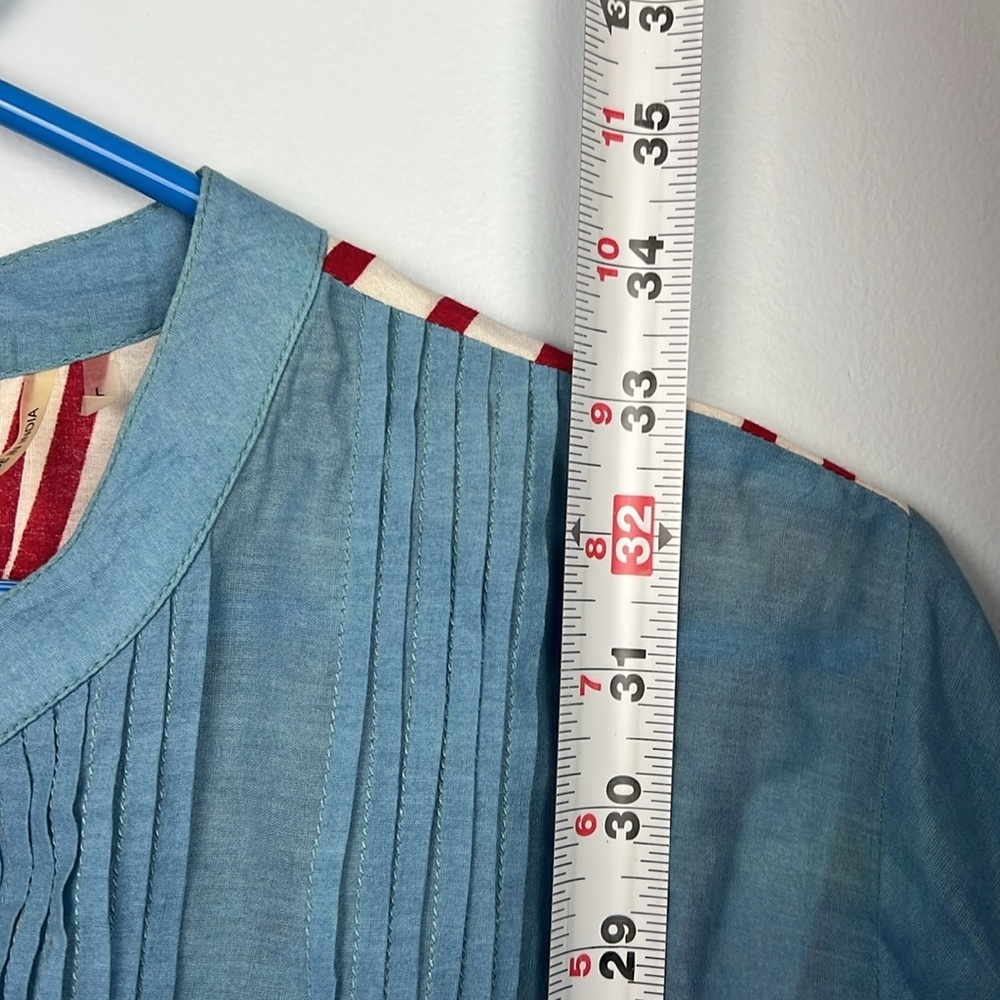 Soft Surroundings floral striped pleated lightweight v-neck tunic size large - Picture 7 of 10
